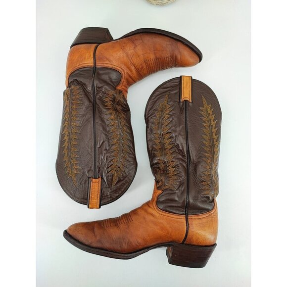 Tony Lama Men's Brown Leather Western Boots Size 9.5D US - Picture 5 of 10